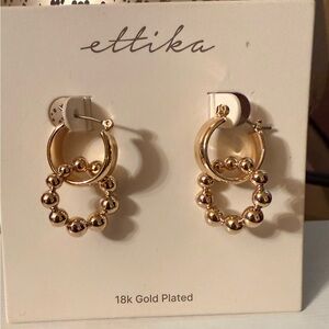 ettika Gold Double Hoop Beaded Drop Earrings